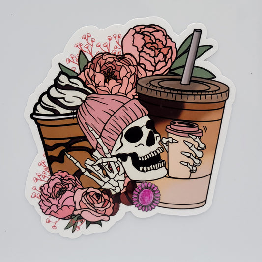 Vinyl Sticker Skull Coffee