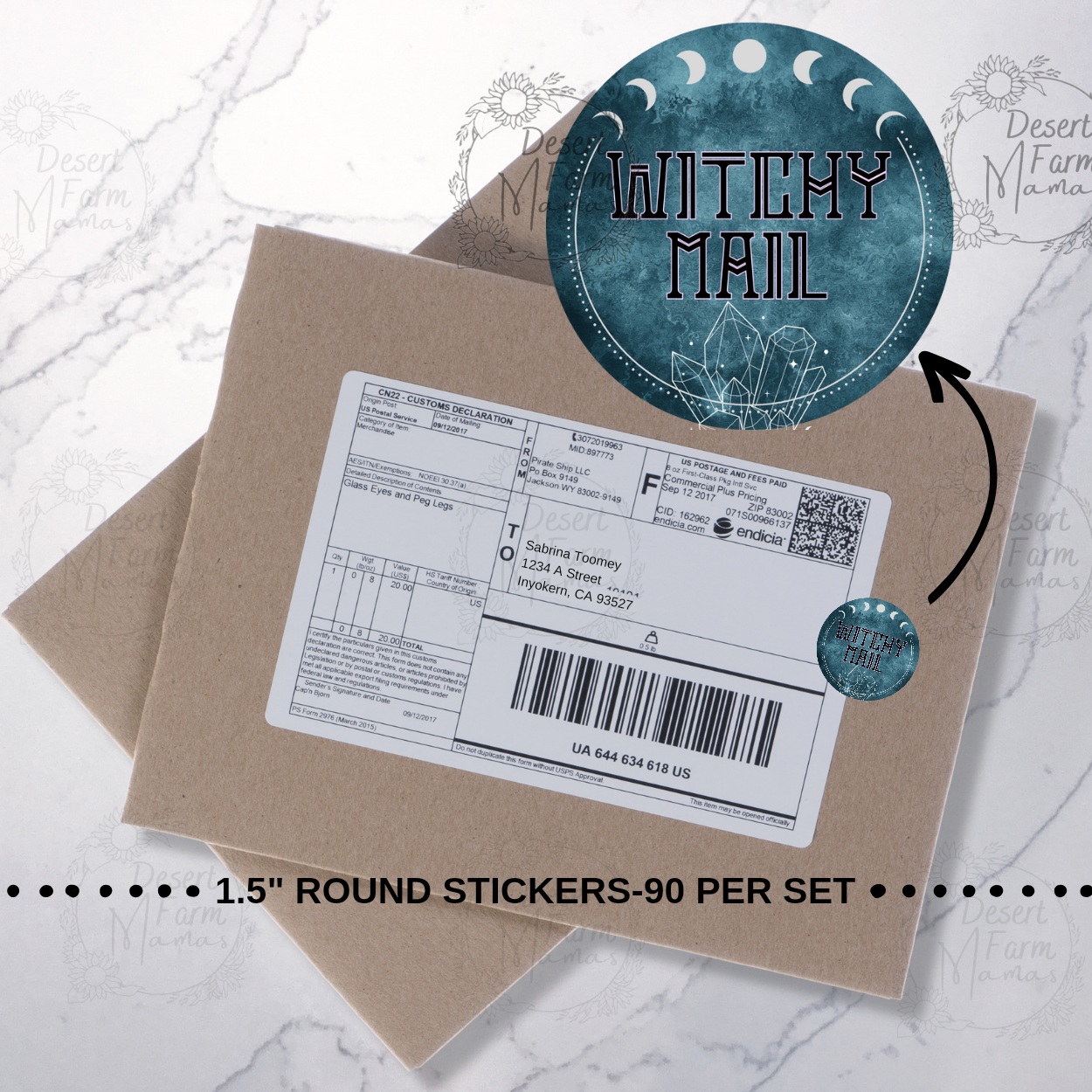 Packaging Stickers- Halloween- Witch Mail