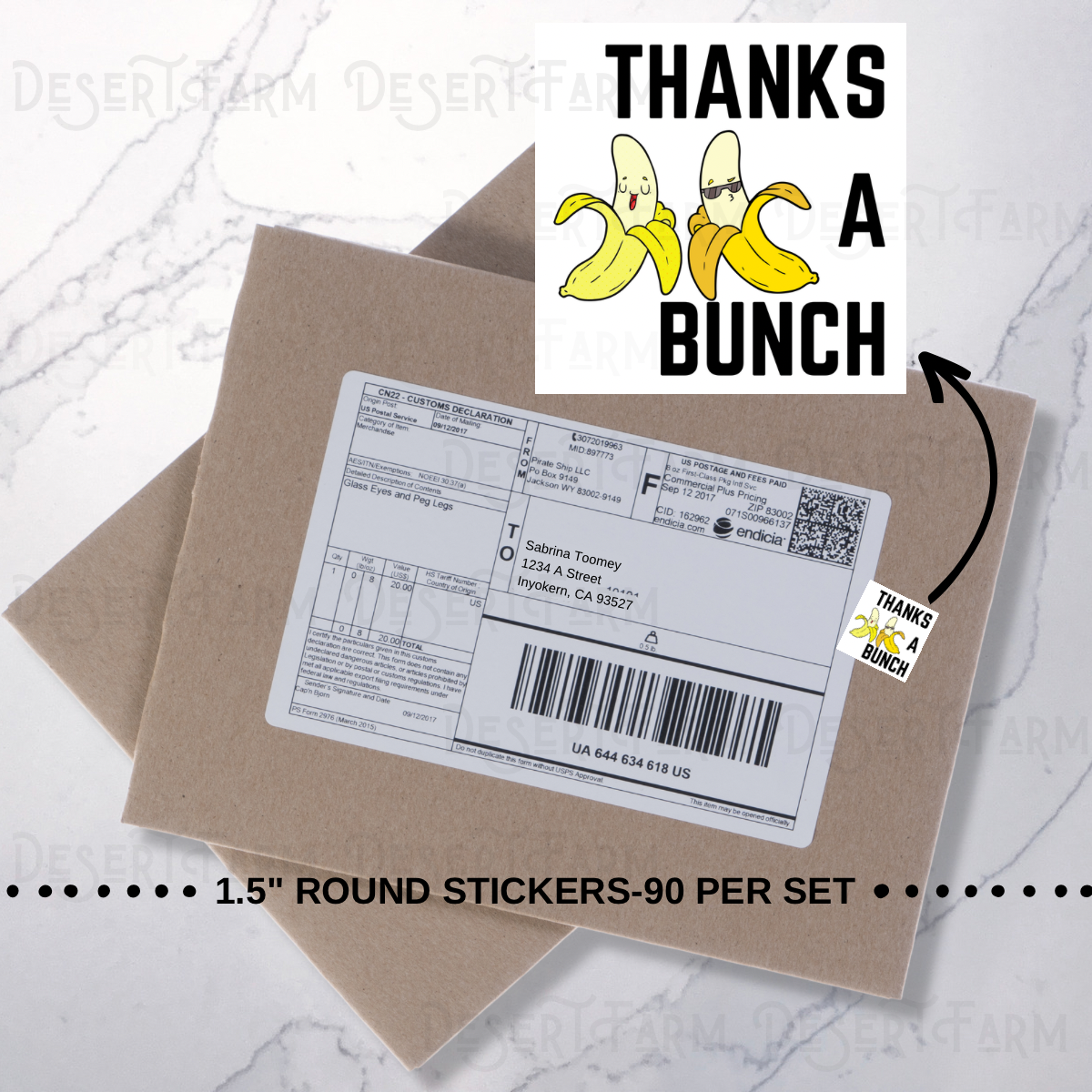 Packaging Stickers- Square Thanks a Bunch