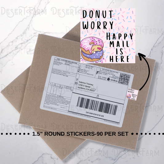 Packaging Stickers- Square Donut Worry