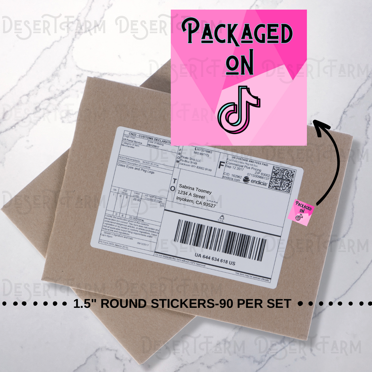 Packaging Stickers- Square Pink TikTok