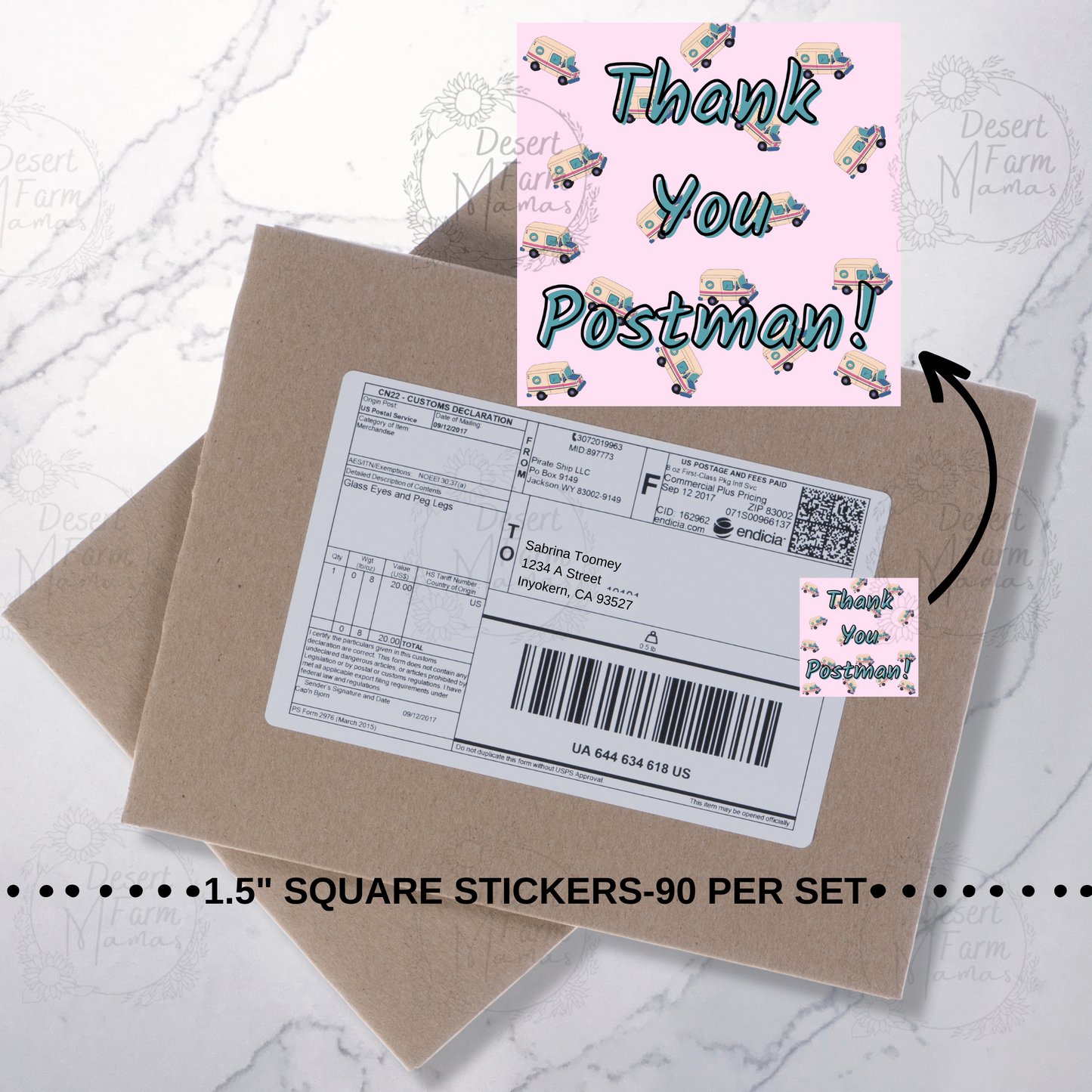 Packaging Stickers- Square TY Postman