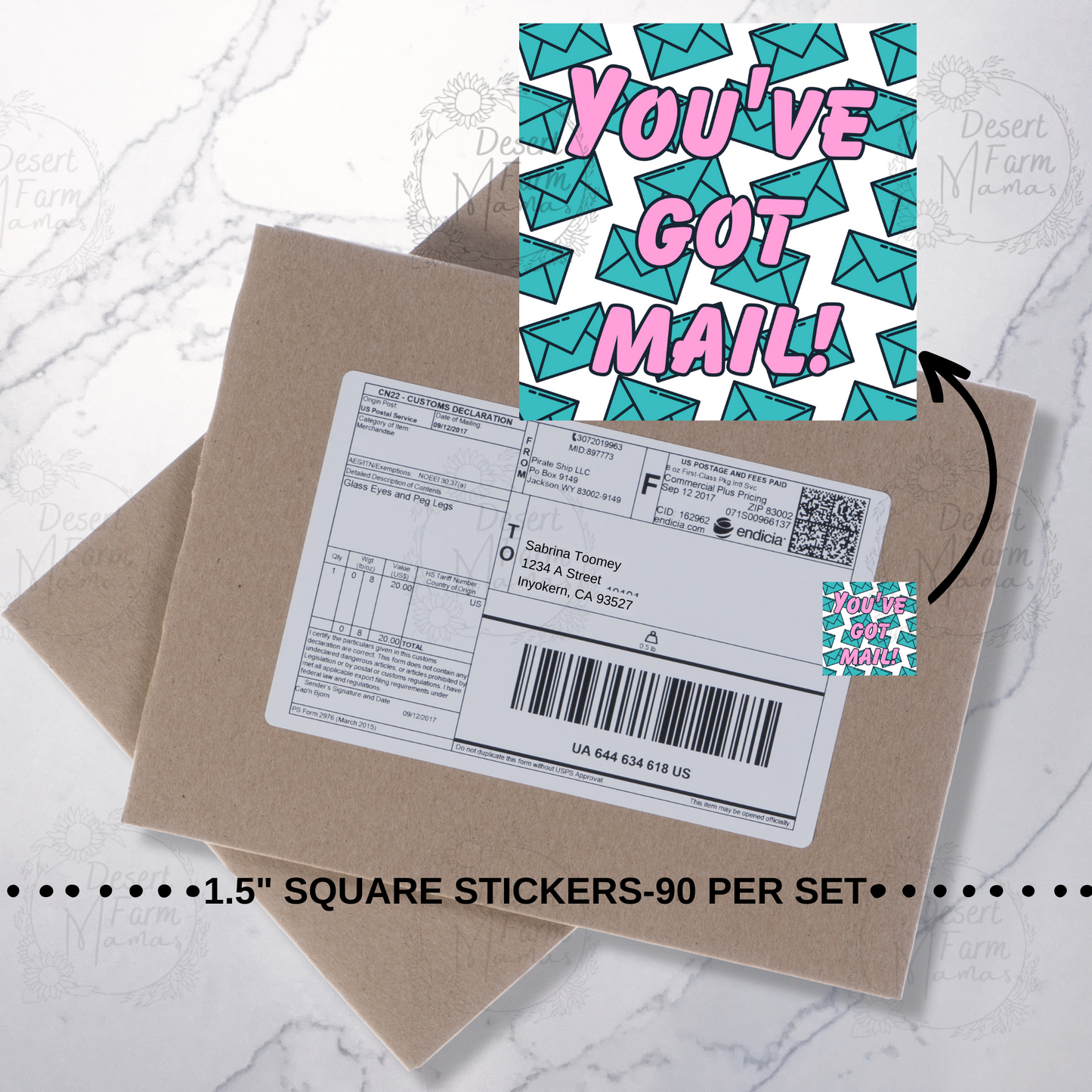 Packaging Stickers- Square mail