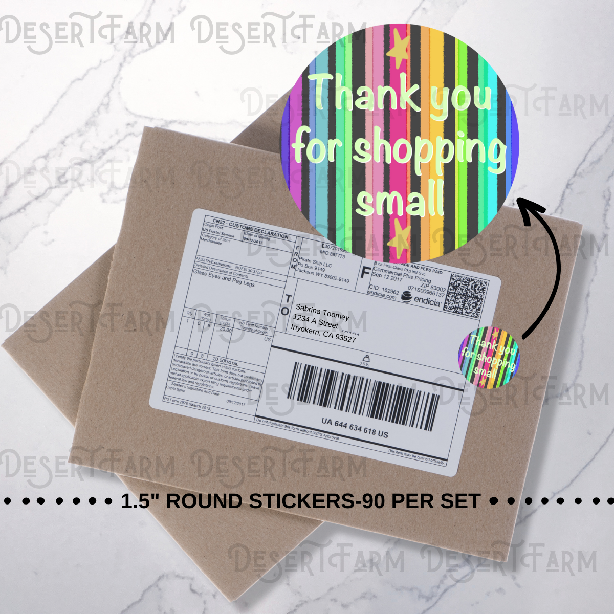 Packaging Stickers- Stripes Shop Small