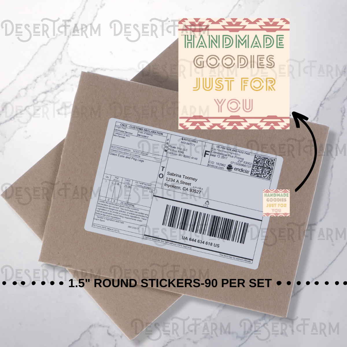 Packaging Stickers- Square Aztec