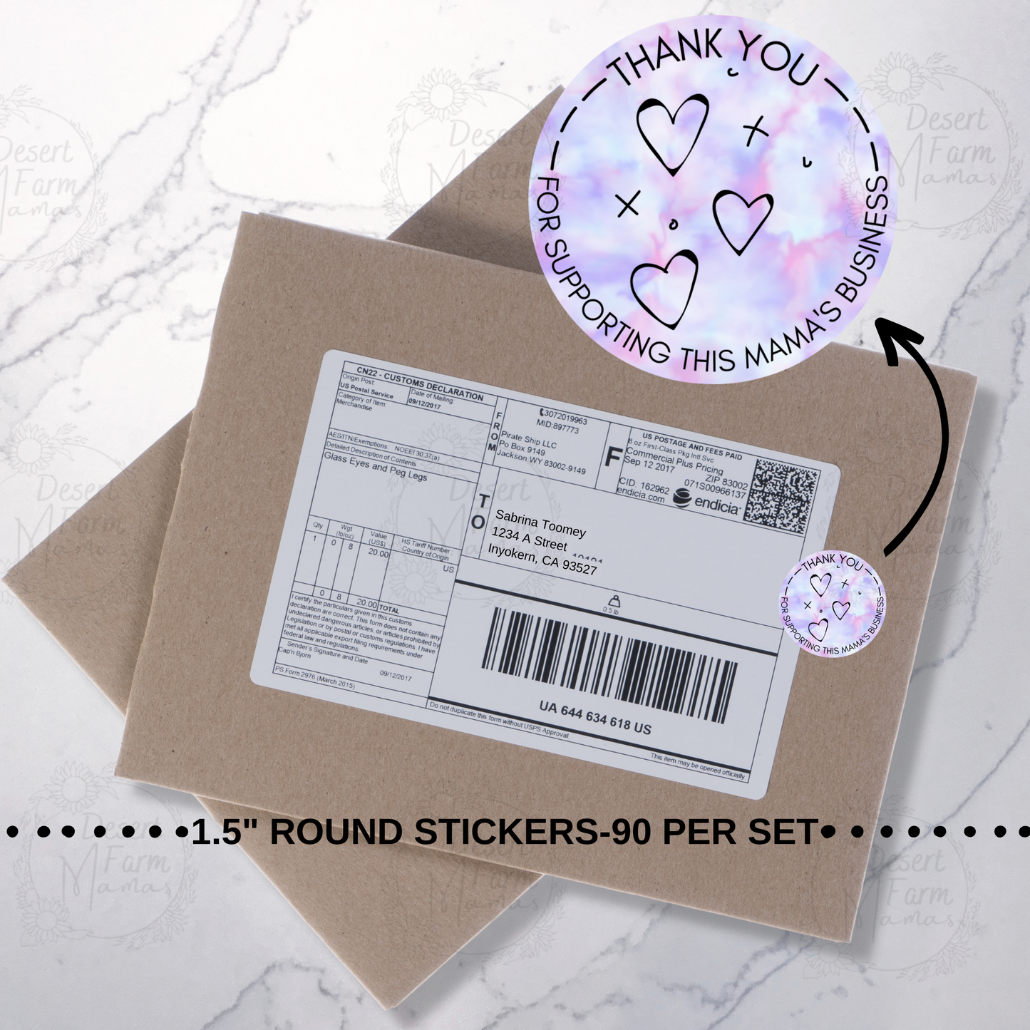 Packaging Stickers- Tie Dye Hearts