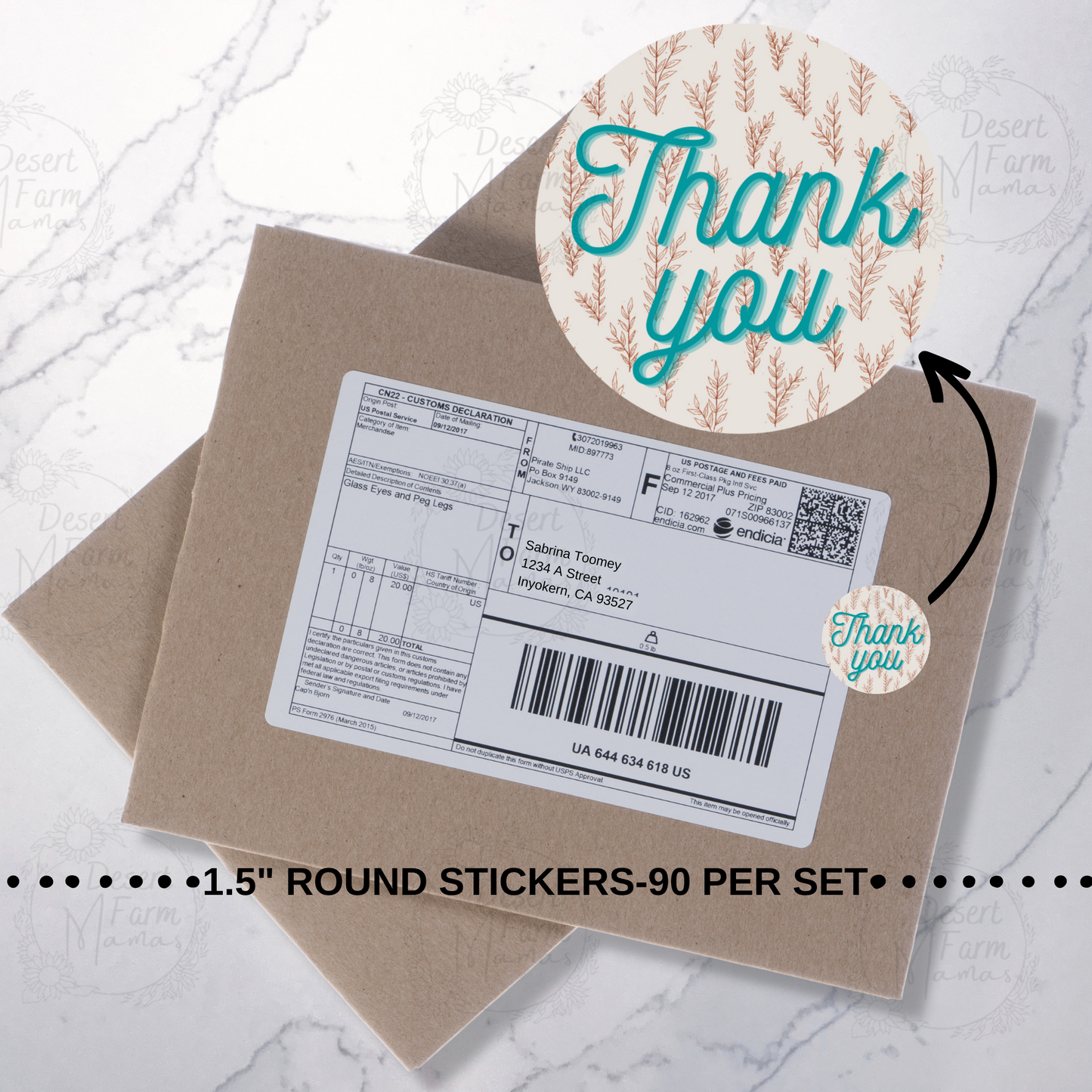 Packaging Stickers- Wheat Thank You