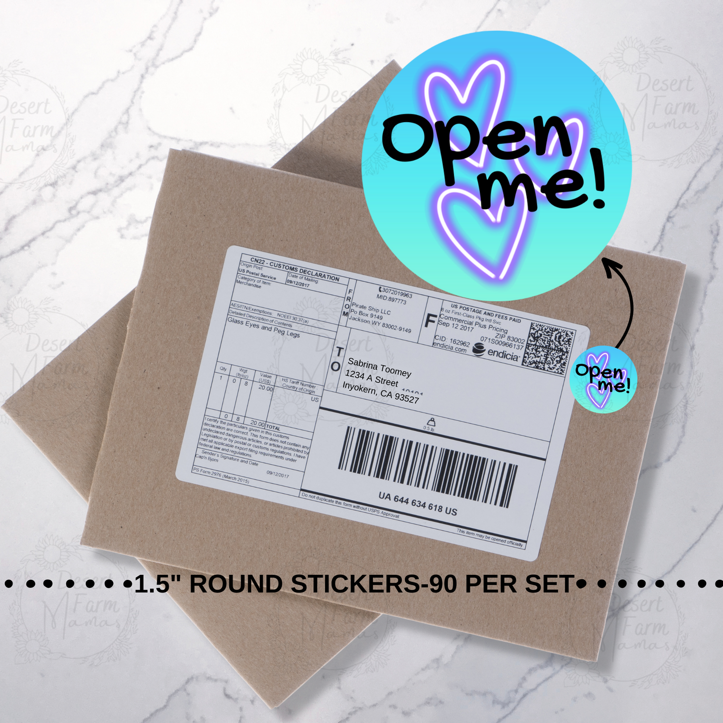 Packaging Stickers- Neon Hearts