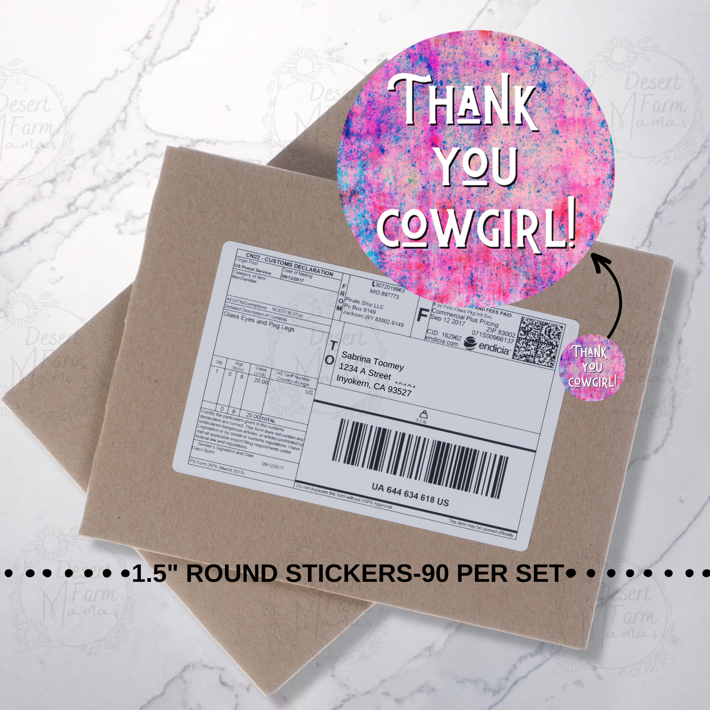 Packaging Stickers- Thank you cowgirl