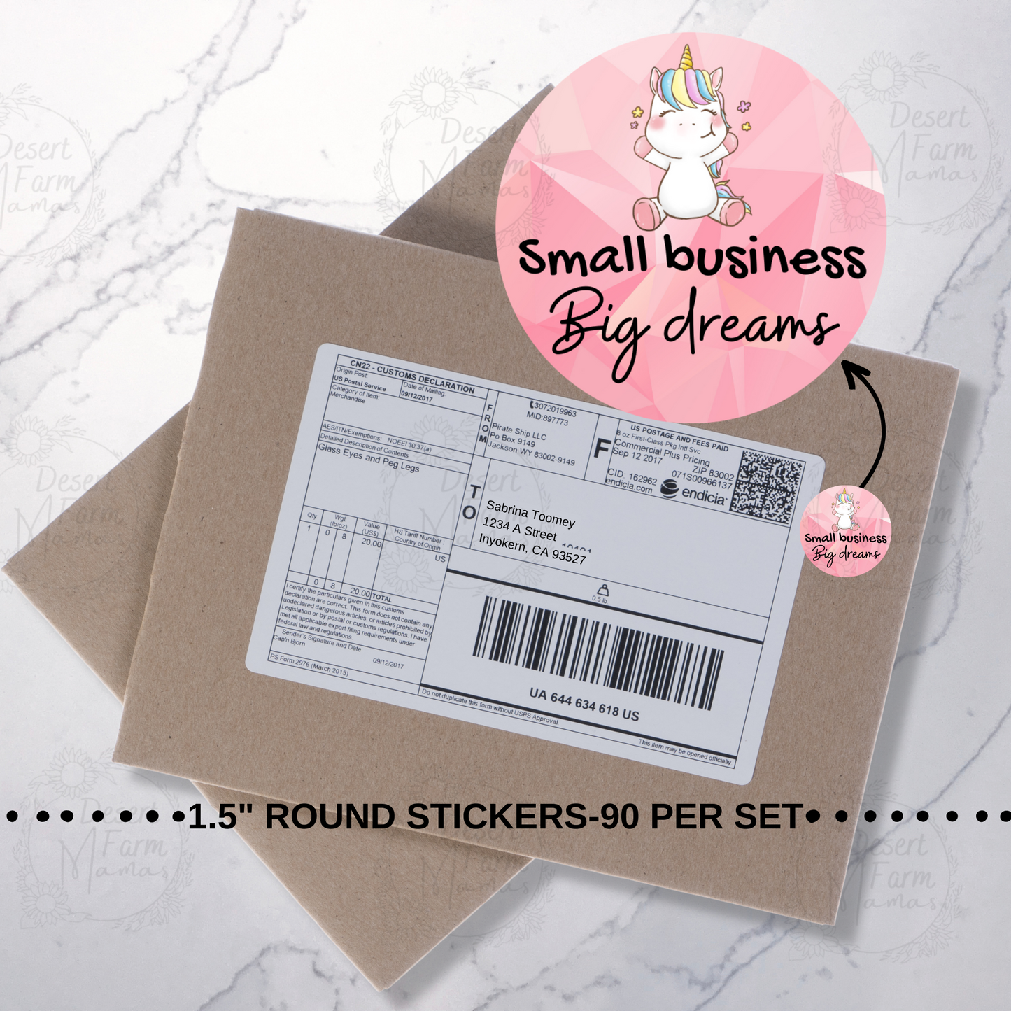 Packaging Stickers- Unicorn Big Dreams